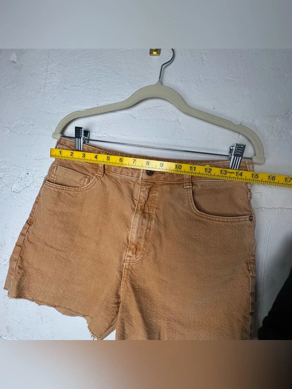 Anthropologie Pilcro‎ Ultra High Rise Ochre Shorts Size 28 Frayed Hem Cut offs